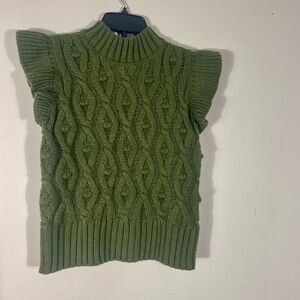 Olive Green Cable Knit Turtleneck Sweater